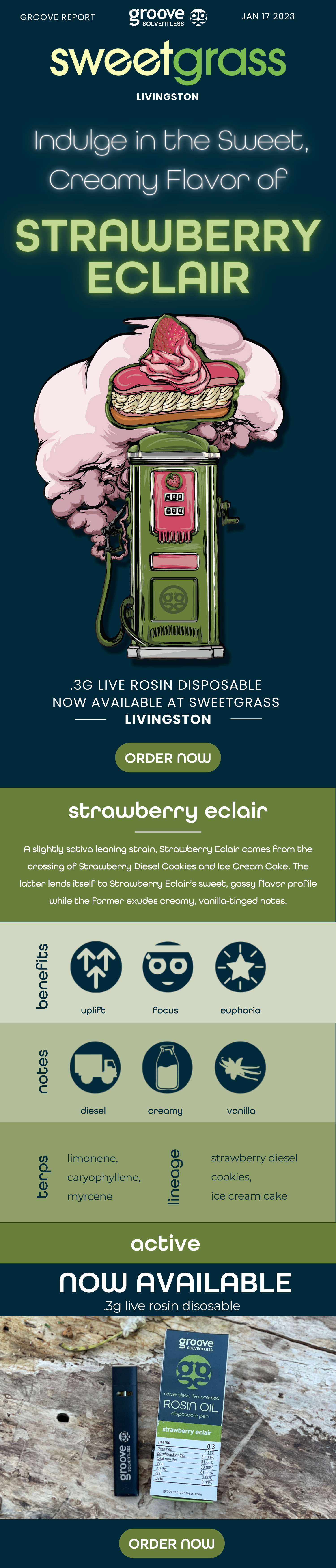 Strawberry Eclair Disposable Available at SweetGrass Livingston